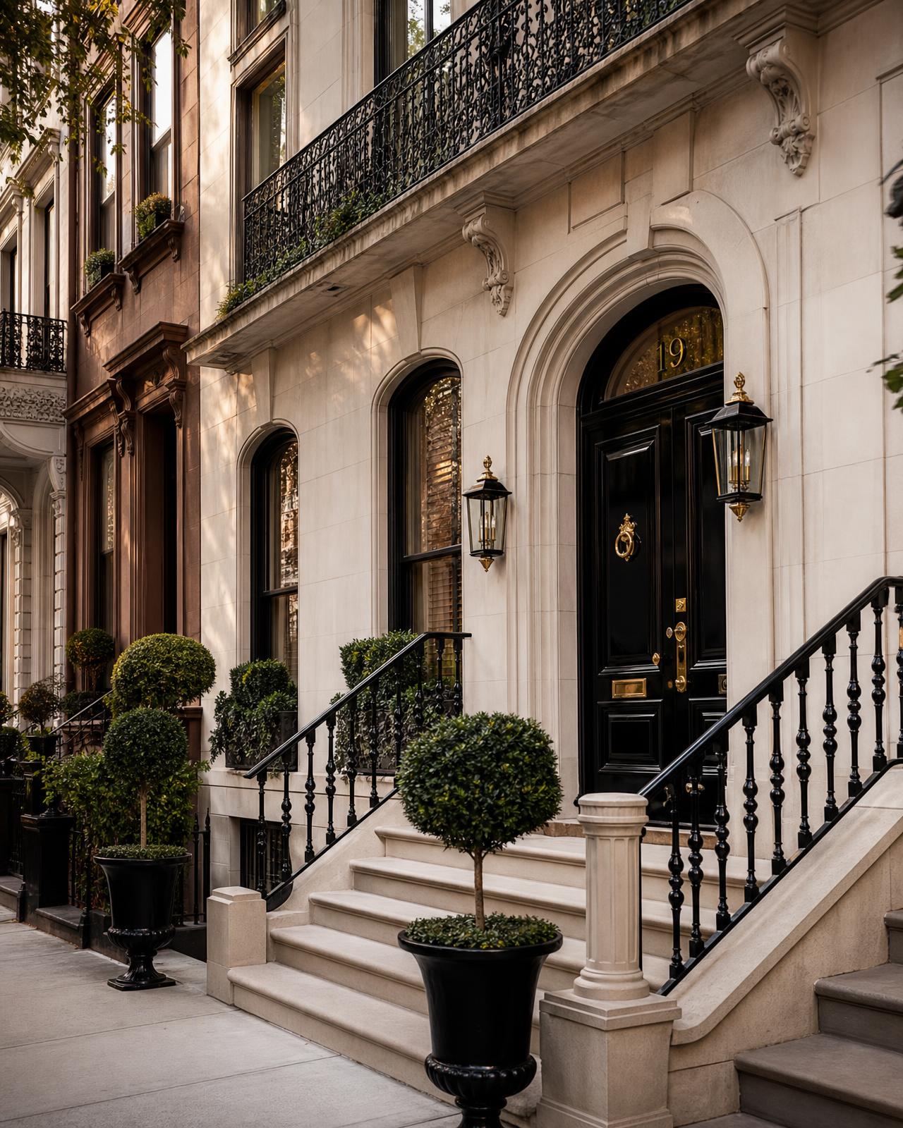 New York City brownstone townhouse facade